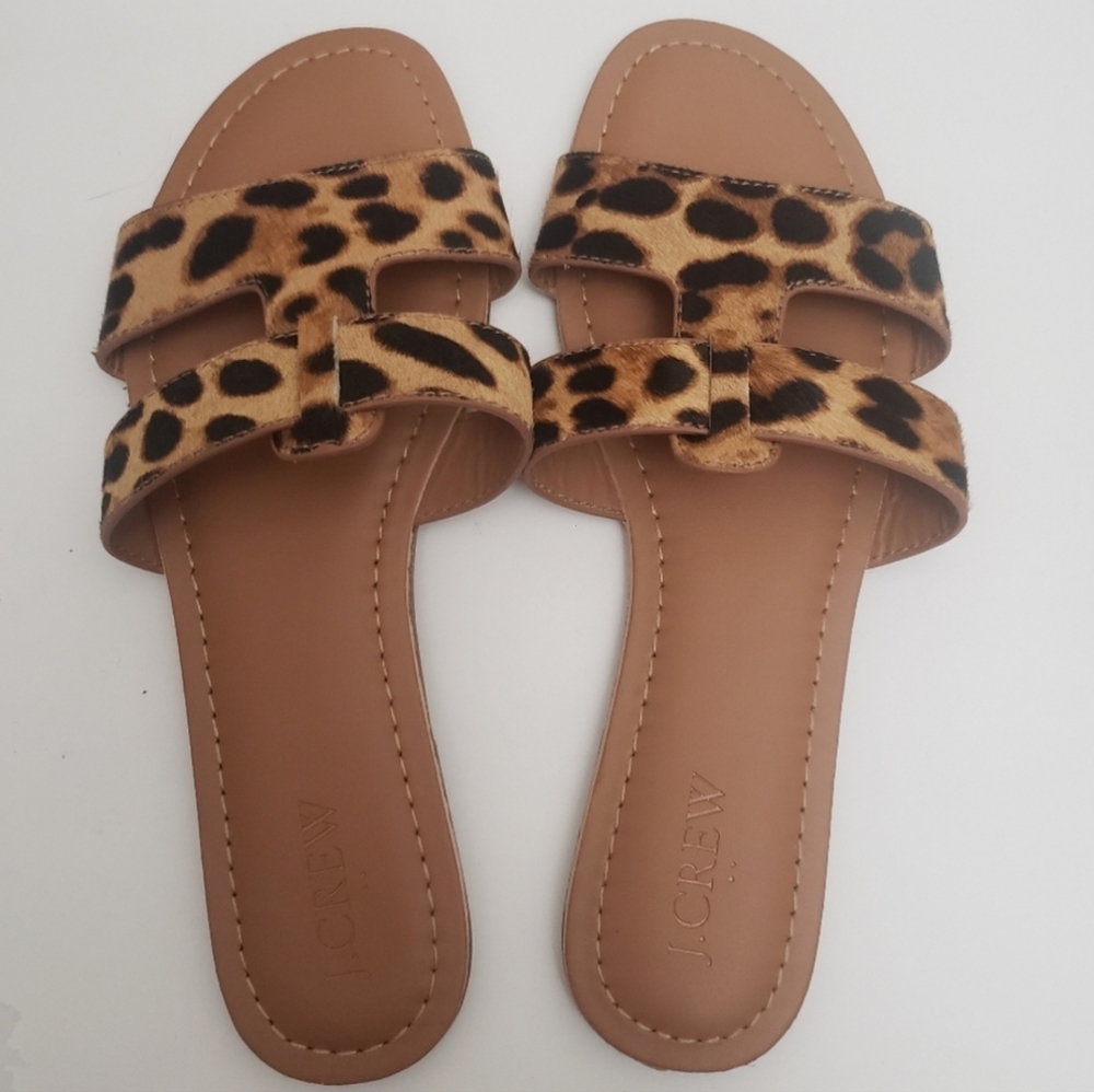 Like New J.Crew Leopard print Slippers Size 7